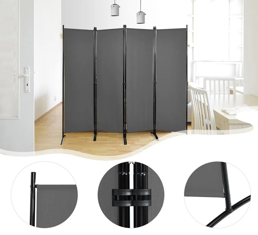 4 paneles paraván 173cm szürke