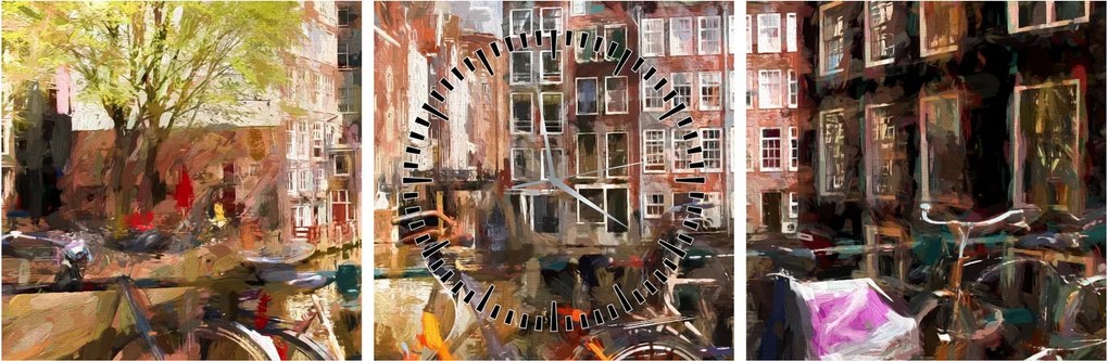 Kép - Amszterdam, festészet (órával) (90x30 cm)