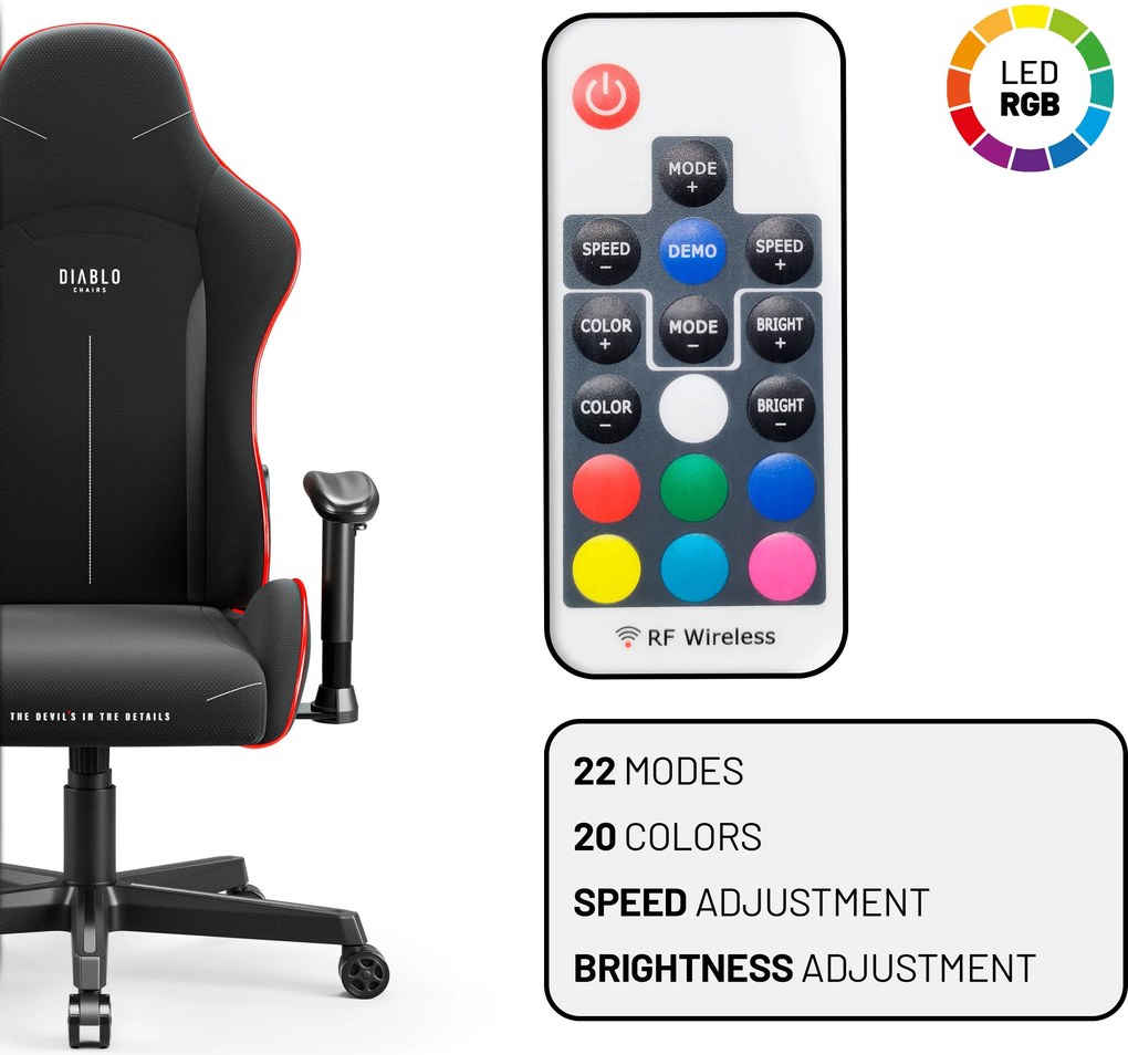 Gamer szék LED RGB fekete: Diablo X-Starter