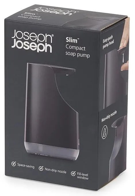 Fekete műanyag szappanadagoló 350 ml Slim – Joseph Joseph