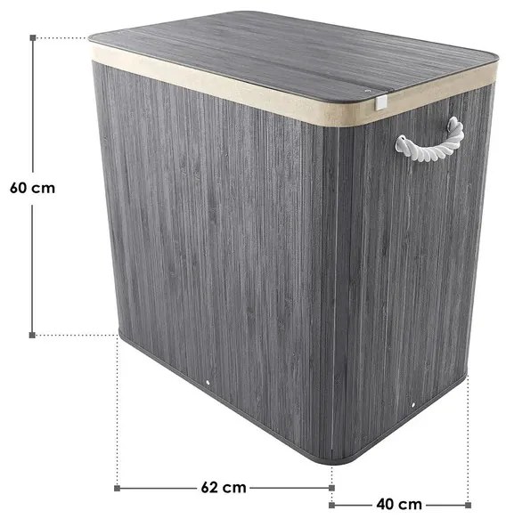 Juskys Curly bambusz kosár 150 L - szürke