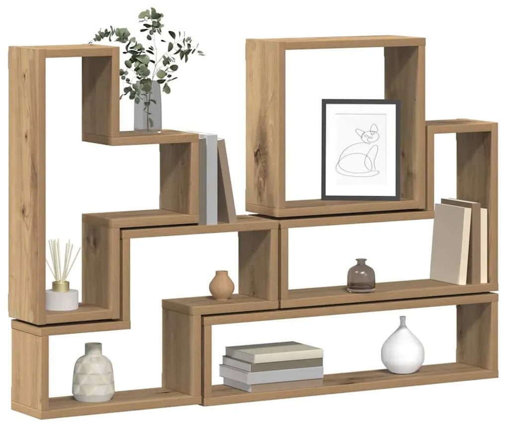 Fal Cube polcokkal Egyéb kézműves tölgy 96 x 12 x 64 cm Faanyag