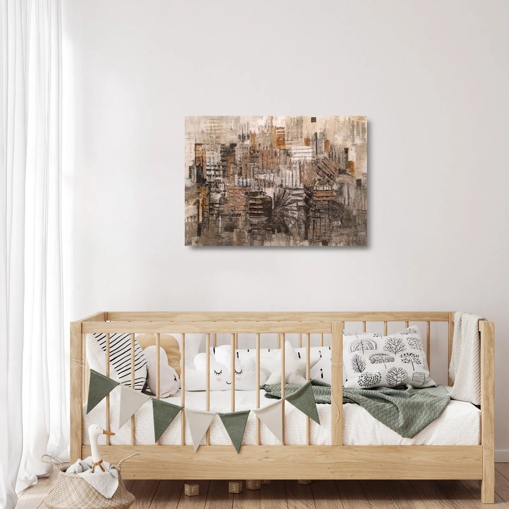 Kép - absztrakció barna tónusokkal (üvegen) (70x50 cm)