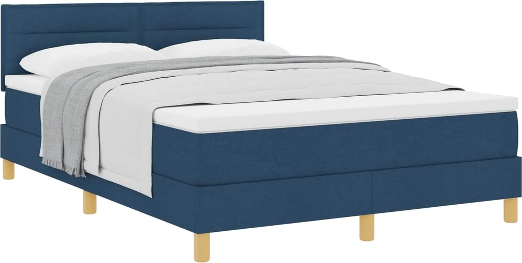 vidaXL Boxrugós ágy matracmal fejtámlával Kék 160 x 200 cm szövet