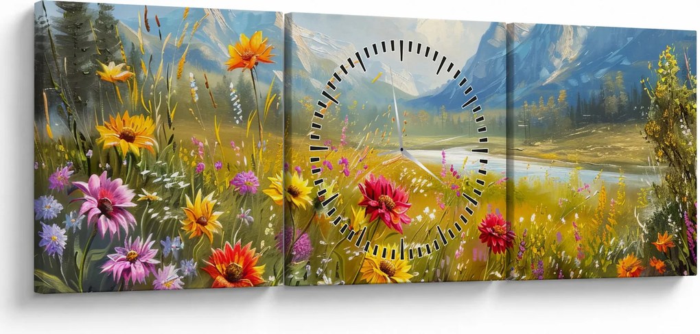 Kép - Festett táj (órával) (90x30 cm)