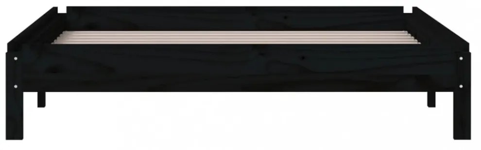 fekete tömör fenyőfa egymásra rakható ágy 80x200 cm