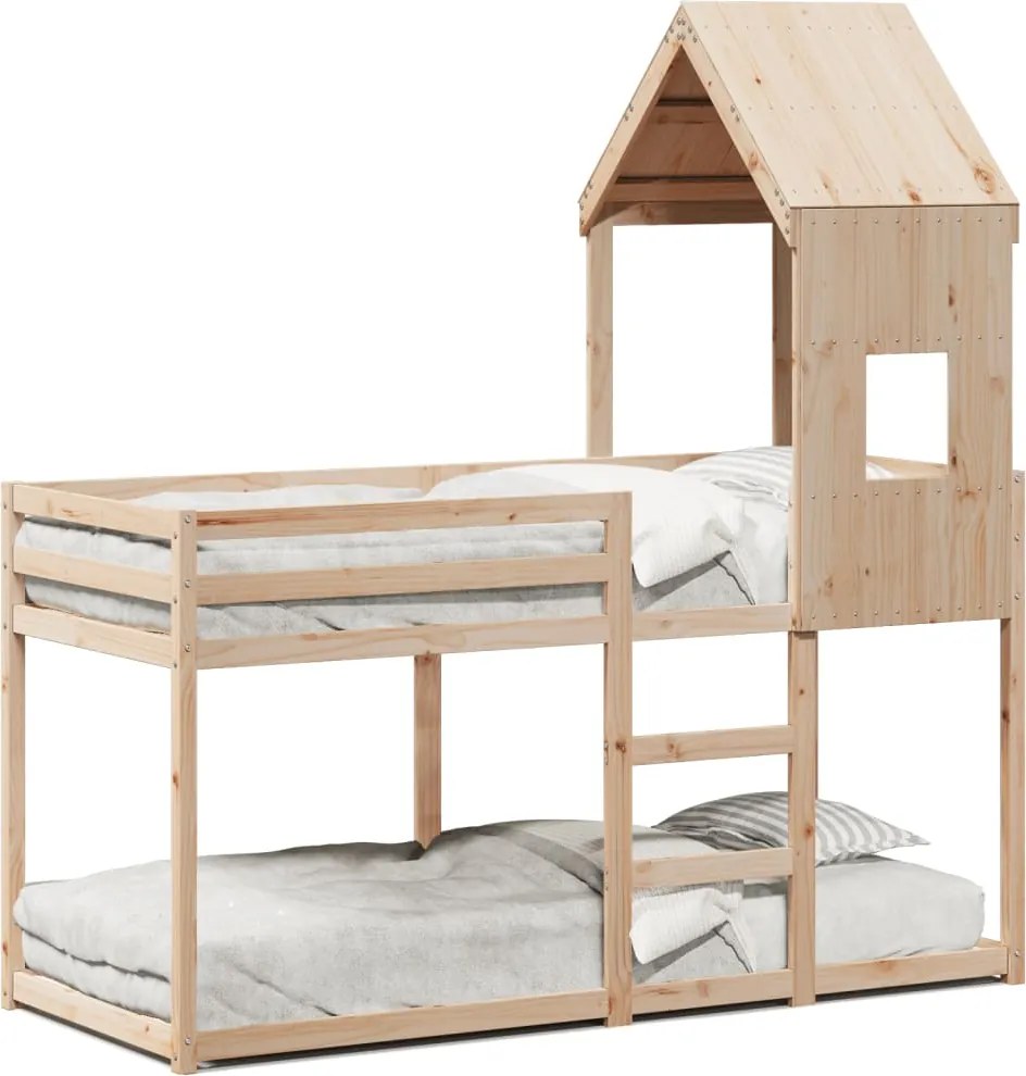 vidaXL tömör fenyőfa emeletes ágy matrac nélkül 90 x 200 cm
