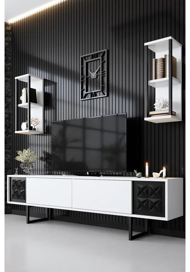 TV szekrény Black Line - White, Black