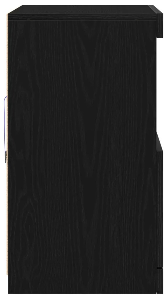 LED világítással ellátott fekete tölgy oldalszekrény 60x37x67 cm
