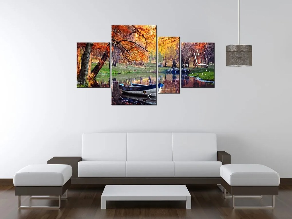 Gario Órás falikép Romantikus város a tónál - 4 részes Méret: 120 x 70 cm