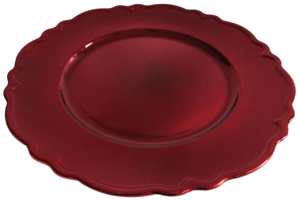 Piros dekor tálca Virág 33cm