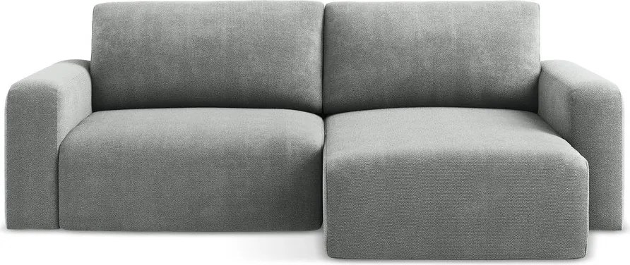 Szürke zsenília kinyitható-tárolóhelyes sarokkanapé (jobb oldali-heverő résszel) Kona – Makamii