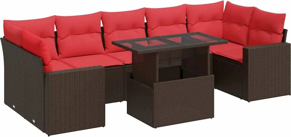 vidaXL 8 részes barna polyrattan akácfa kerti ülőgarnitúra párnákkal