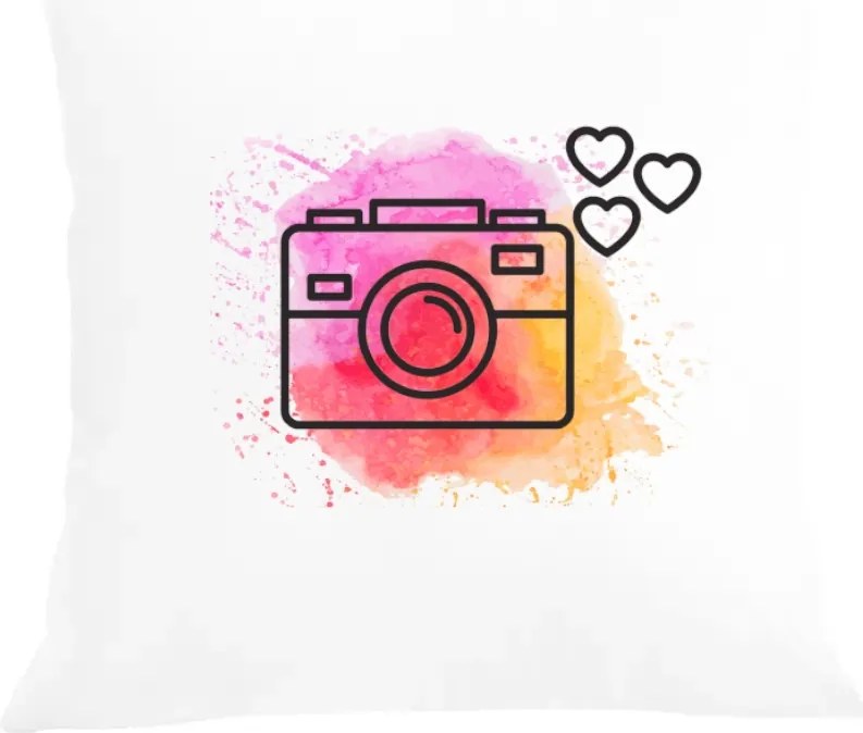 Párna párnahuzat Fényképezőgép színes háttérrel