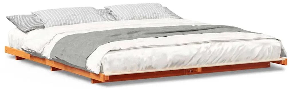 Földi ágykeret Viaszbarna 200 x 200 cm Tömör fenyőfa