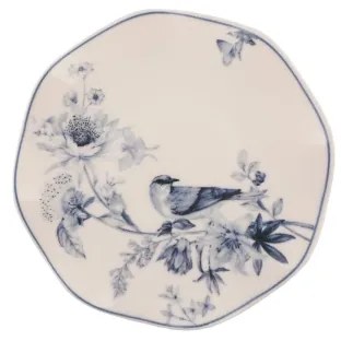 24 darabos étkészlet, fehér/kék, porcelán