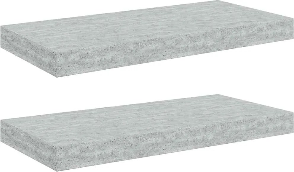 vidaXL 2 db betonszürke MDF lebegő fali polc 50 x 23 x 3,8 cm