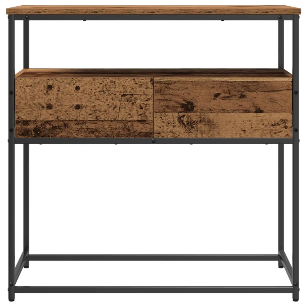Konzol Asztal Régi Fa 75x40x75 cm Mérnöki Fa és Acél