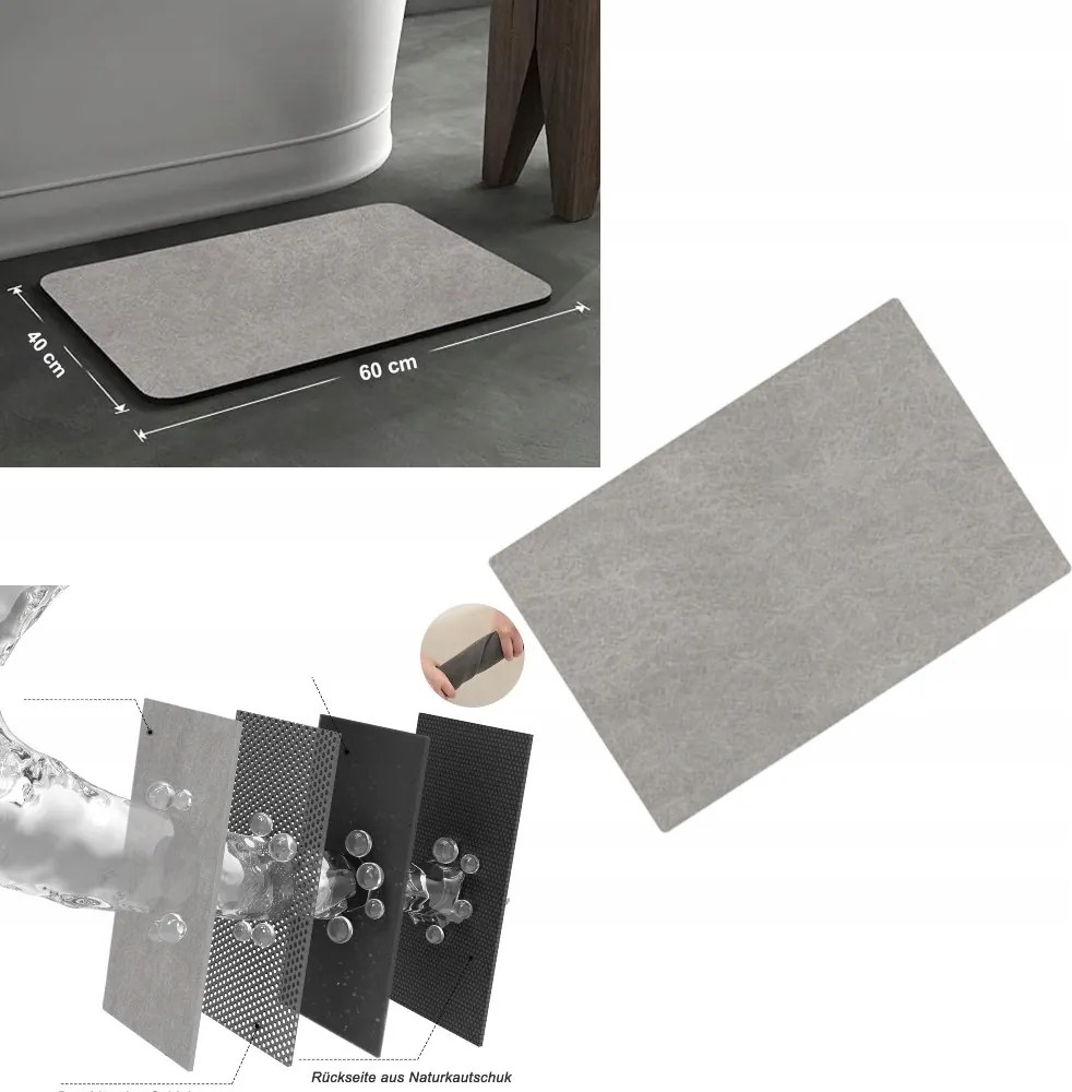 Prémium Gyorsan Száradó Fürdőszobaszőnyeg 60x40 Könnyen Tisztítható A Kád Alatt