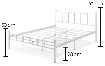 ORMEL fém kétszemélyes ágy, 120x200 cm, fehér, 120 kg teherbírás
