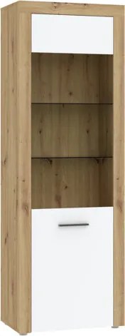 GAMA 1 ajtós vitrines szekrény | Artisan tölgy + Fehér