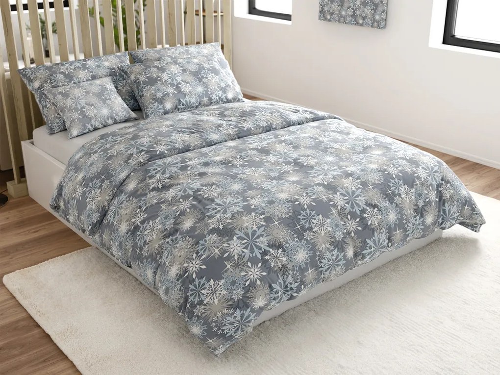SNOWFLAKE kékesszürke mikroszálas flanel ágyneműhuzat Ágyneműhuzat mérete: 70 x 90 cm | 140 x 220 cm