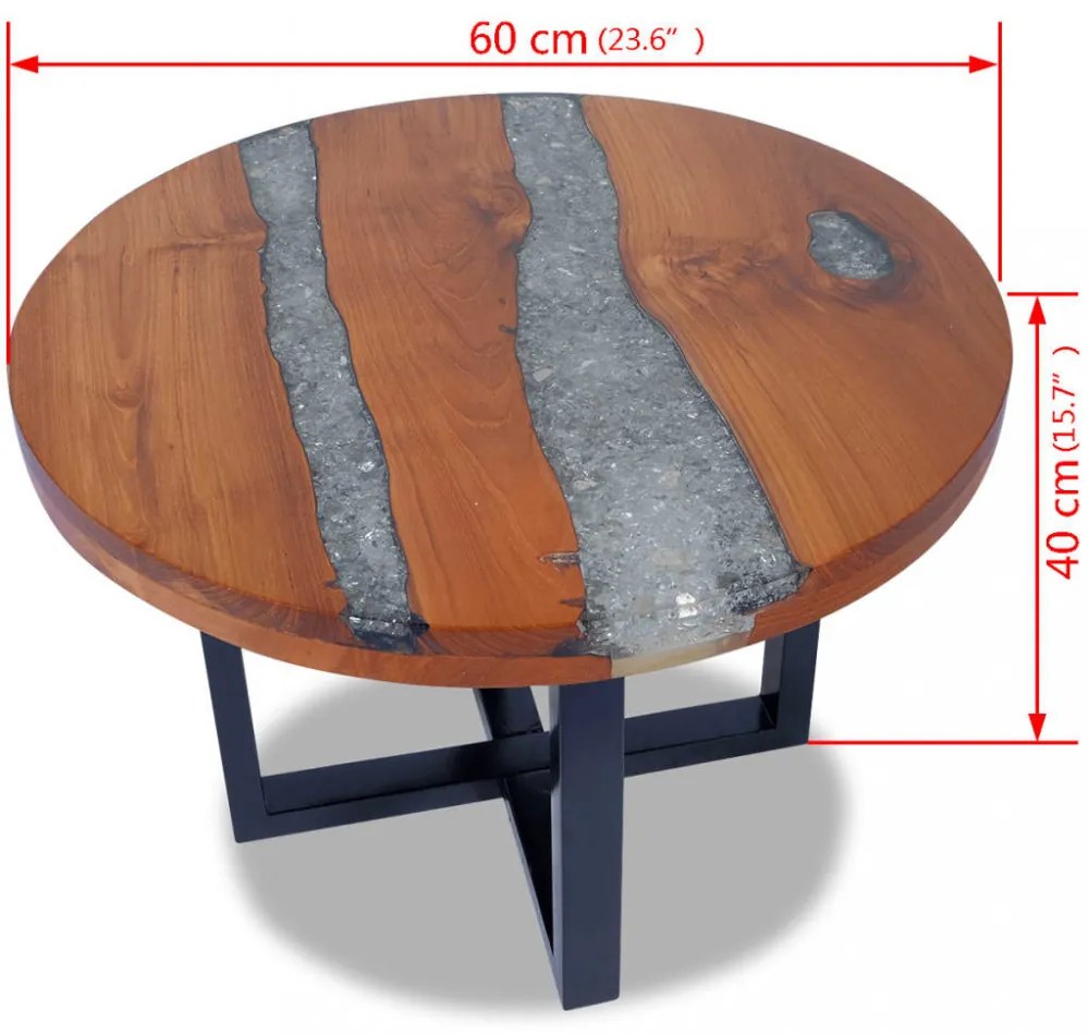 60 cm gyantázott tíkfa dohányzóasztal
