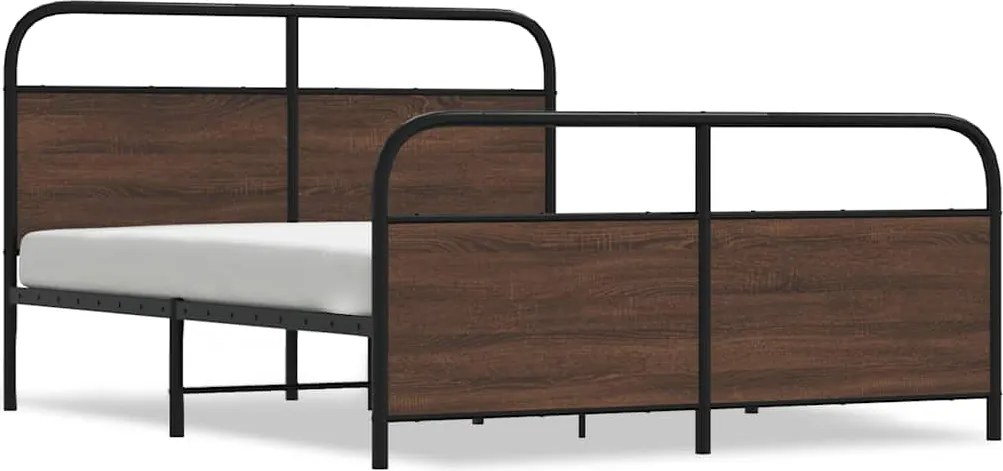 vidaXL barna tölgy színű fém ágykeret matrac nélkül 160 x 200 cm