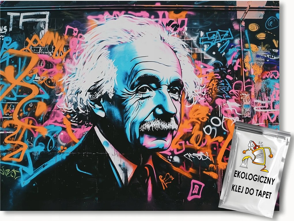 Fotótapéta Flizelina Fal Graffiti Portré Albert Einstein 208x146 ragasztó