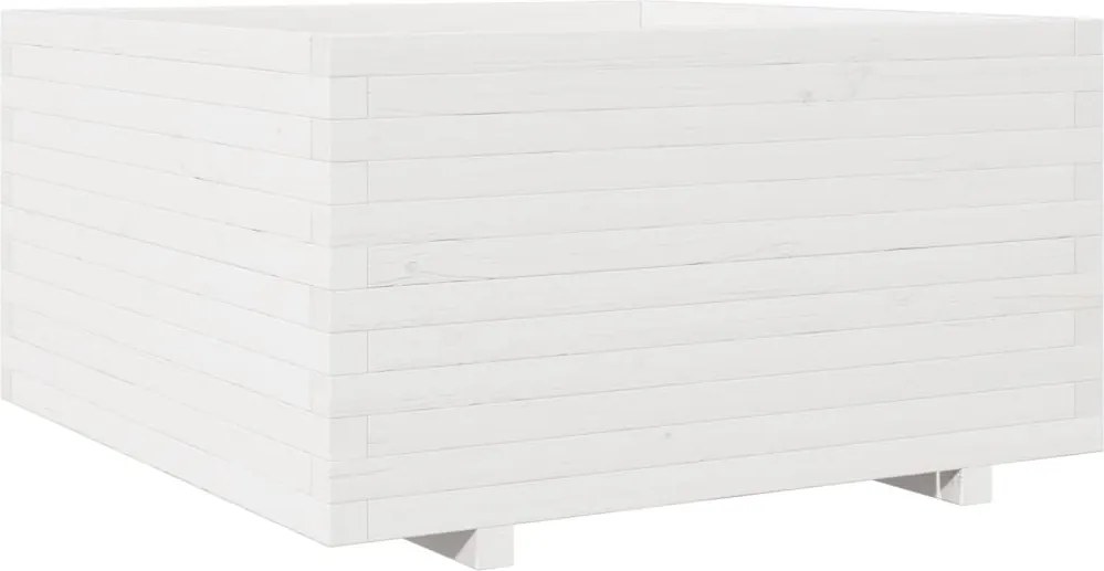 vidaXL fehér tömör fenyőfa kerti virágláda 90 x 90 x 49,5 cm