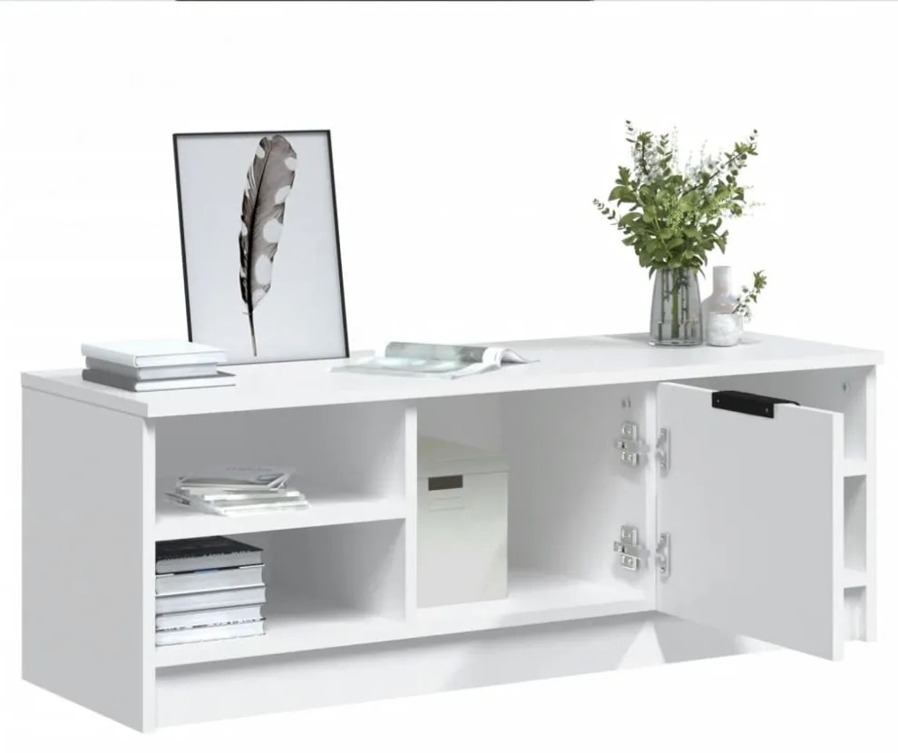 fehér szerelt fa TV-szekrény 102 x 35,5 x 36,5 cm