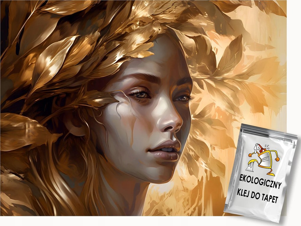 Fotótapéta Flizelina Portré Nő Lány Levelek Arany 400x280 ragasztó