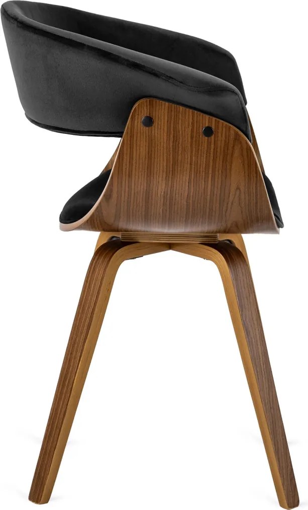 Ohio 2 szék fekete színben, bársony kárpittal, hajlított rétegelt lemez vázzal