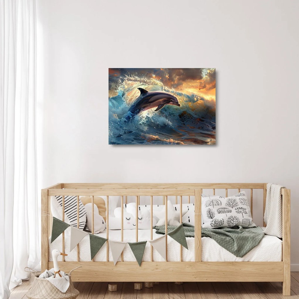 Üveg kép - Delfin, illusztrációk (70x50 cm)