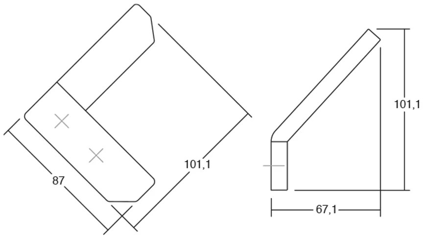 Fogas Viefe CORNER 30mm, fém, szürke + türkiz EI
