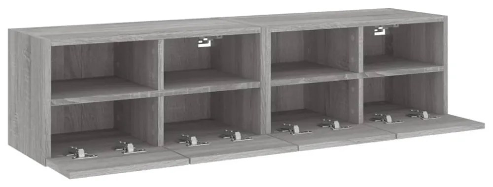 2 db szürke sonoma színű szerelt fa fali TV-szekrény 60x30x30cm