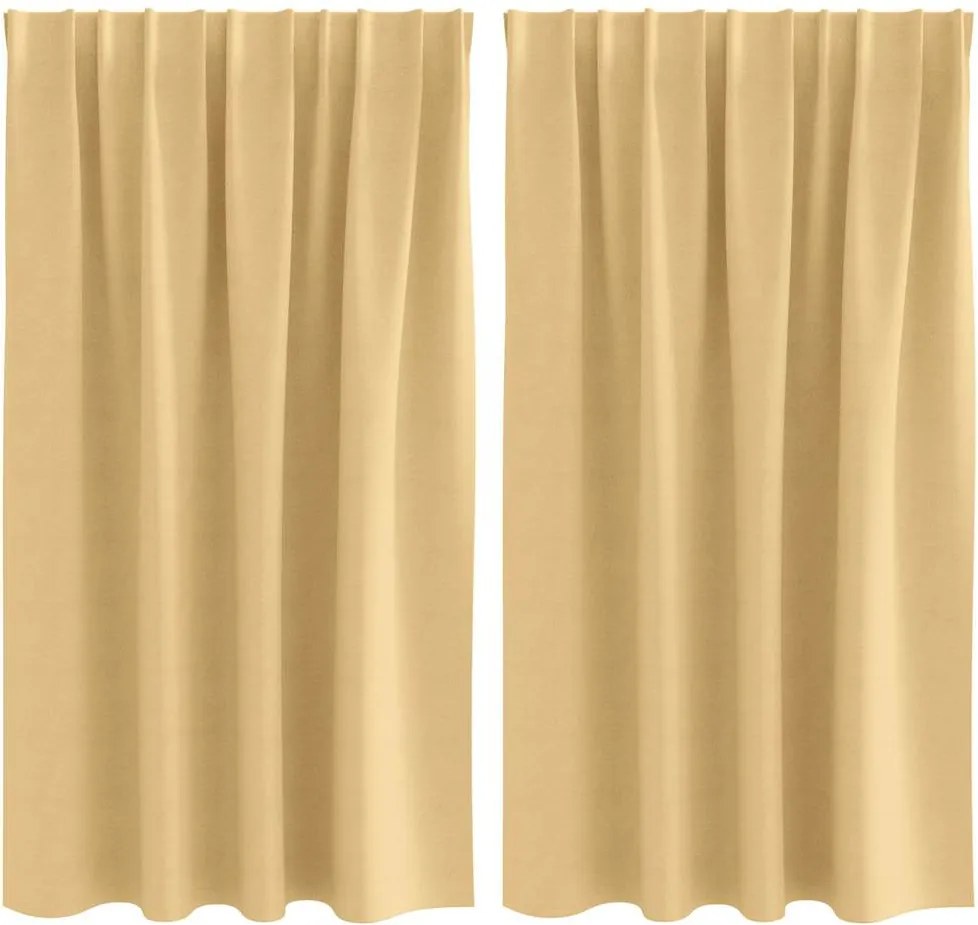 vidaXL Fekete Függöny Gyűrűkkel 2 pcs Bézs 140 x 140 cm Poliészter
