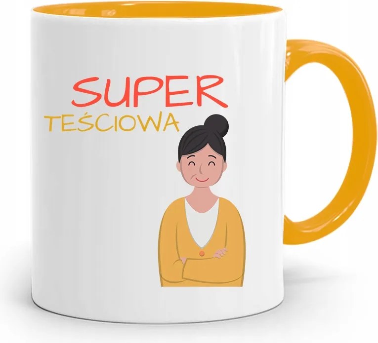 Anyós Sárga Bögre Szuper Anyós Ajándék fényképes nyomtatással