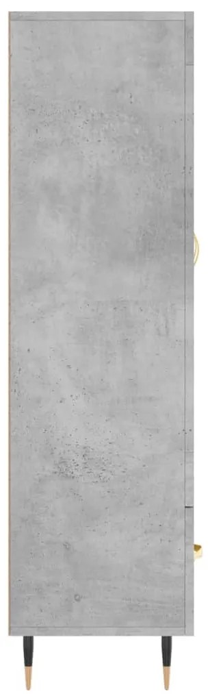 betonszürke szerelt fa magasszekrény 69,5 x 31 x 115 cm
