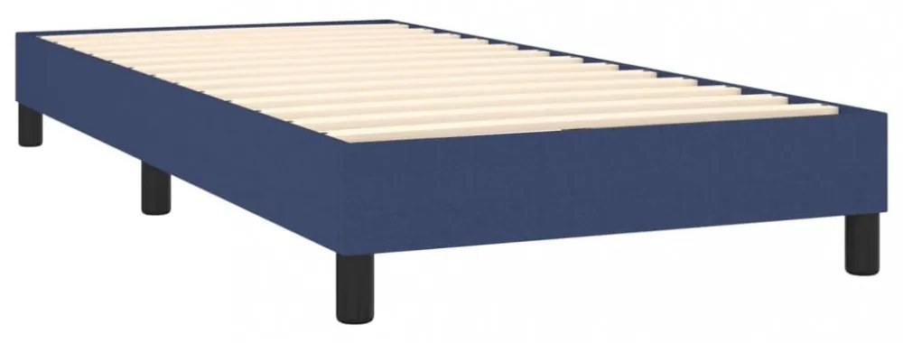 kék szövet rugós és LED-es ágy matraccal 90x200 cm
