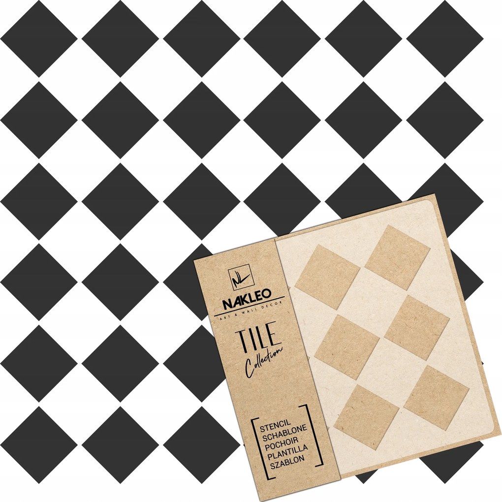 Festősablon Csempe Többször felhasználható 45x45cm Minta Geometria Carreau