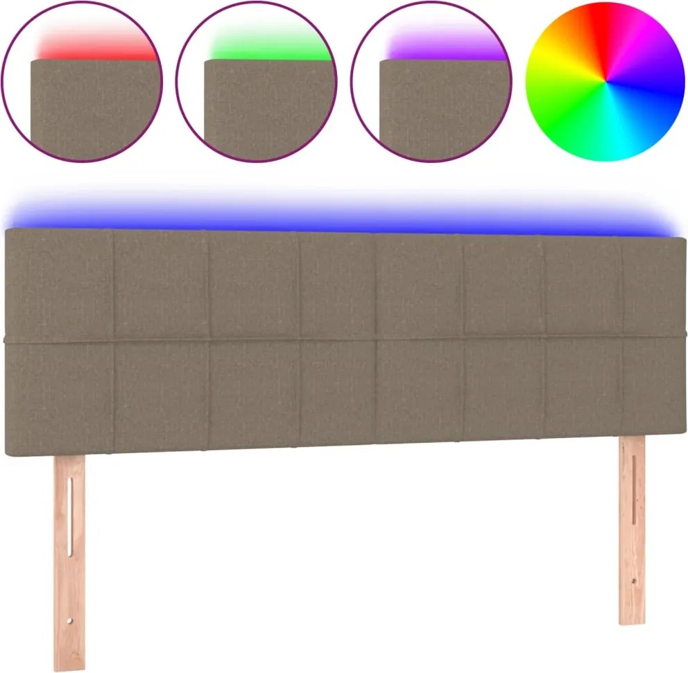 vidaXL tópszínű szövet LED-es fejtámla 144x5x78/88 cm