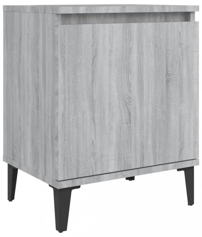 szürke sonoma színű éjjeliszekrény fém lábbal 40 x 30 x 50 cm