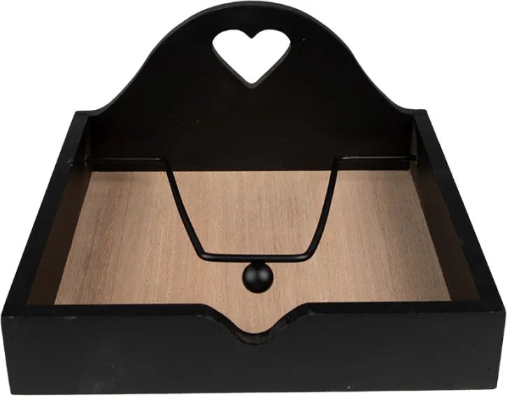 Szalvétatartó fekete, barna 21*21*11 cm 21x21x11 cm