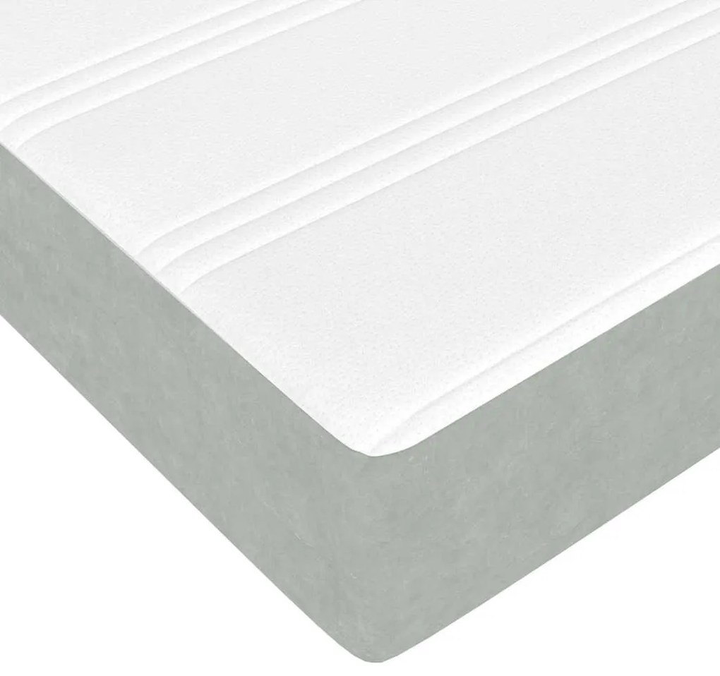 Ágykeret matracmal tárolóval Világosszürke 80 x 200 cm Bársony