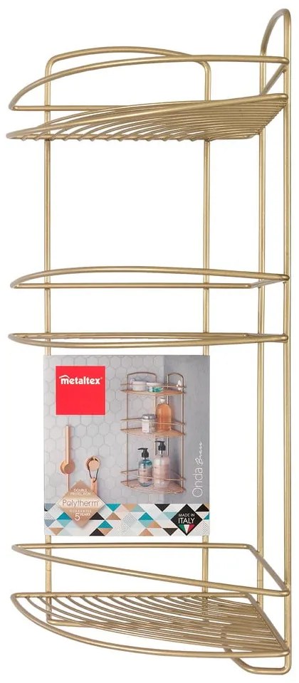 Aranyszínű acél fürdőszobai sarokpolc Onda – Metaltex