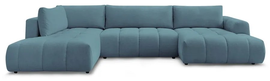 Kék kinyitható-tárolóhelyes sarokkanapé (bal oldali-U alakú) Fuji – Bobochic Paris