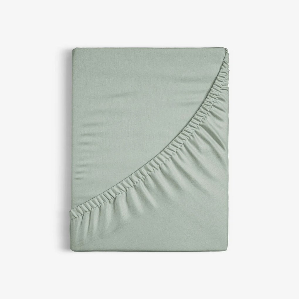 Goldea körgumis pamut lepedő - zsálya színű 160 x 200 cm