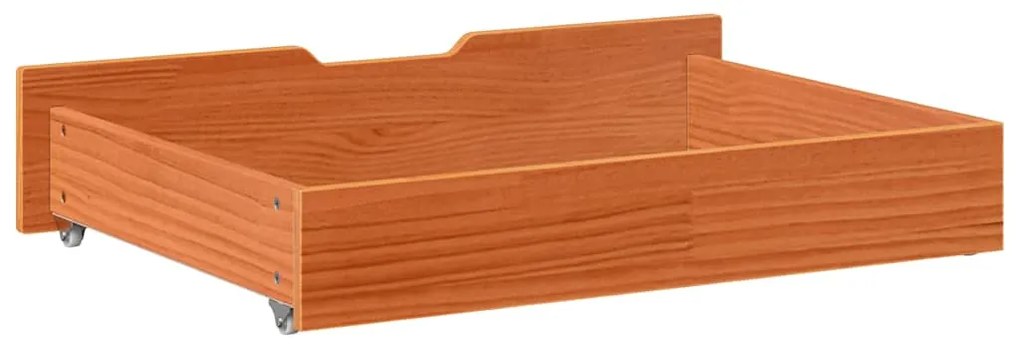 2 db viaszbarna tömör fenyőfa ágy alatti fiók 85 x 55 x 16 cm
