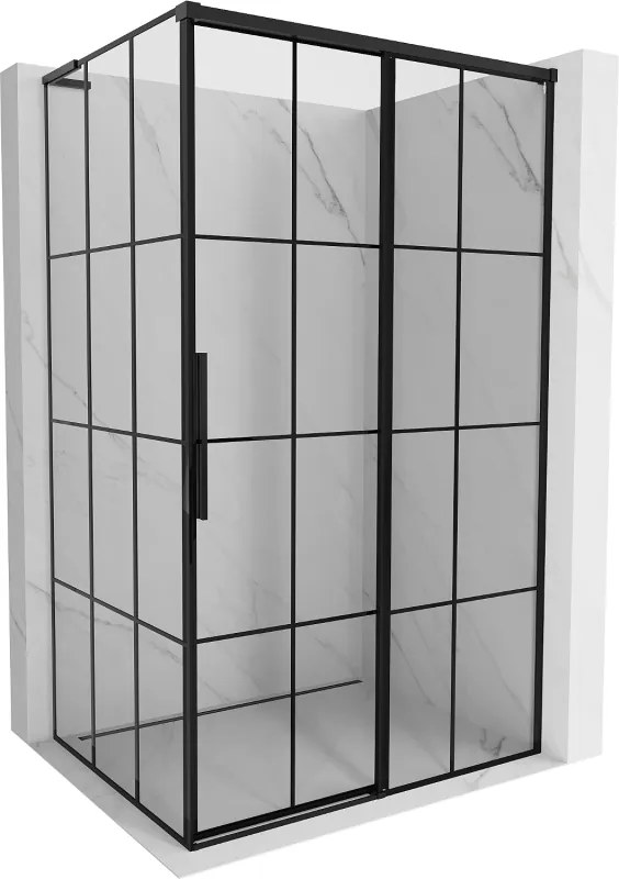 Mexen Rox L toló zuhanykabin jobb oldali 90 x 75 cm, fekete rács, fekete - 8C2L-090-075-70-77-P